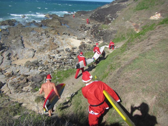 Sufing Santa's jumping of the ponit