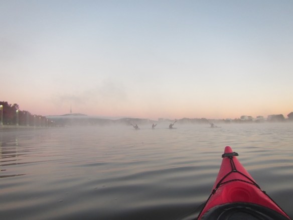 6.28am: The Mist Busters from Burley Griffin Canoe Club