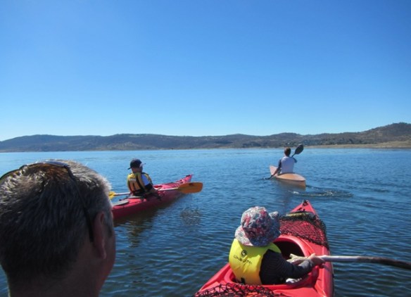 I loved cruising around on Lake Jindabyne with my three boys. 