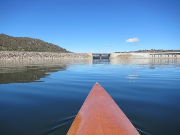 A close up view of the spill gates at Jindabyne Dam. 