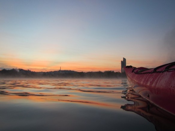Cruising around the main basin looking for a smooth section.