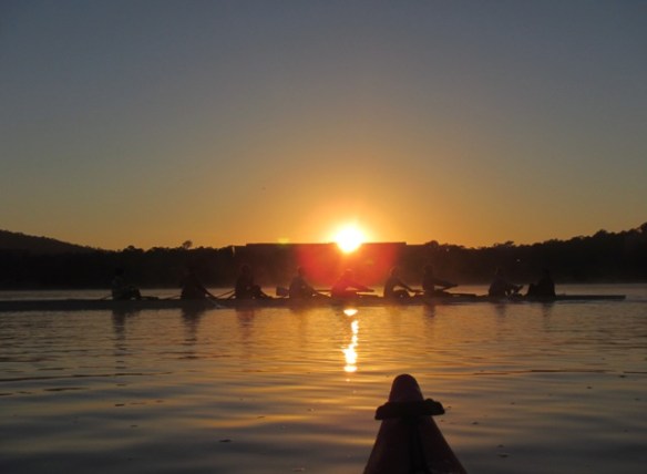 6.59am; Slicing through the sunrise.