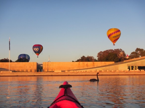 We had it all this morning.....Stunning sunrise, clear skies, hovering balloons and photo bombing swans.