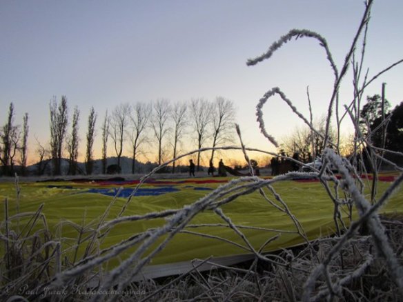 Minus five, crispy and crackly under over feet and the balloon is spread out. 