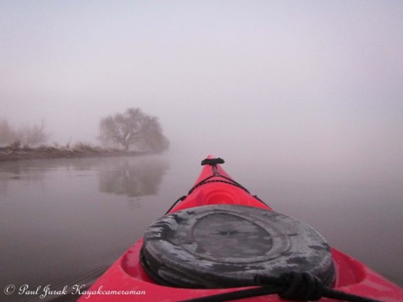 Cutting through the icy waters. 
