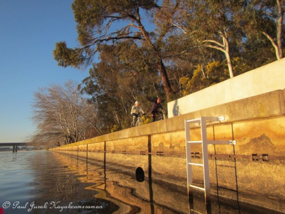 Bike riders whizzing past.