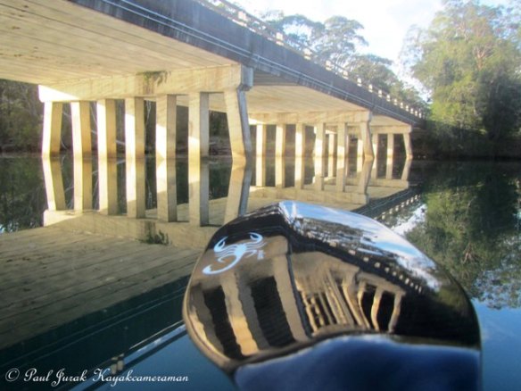 Paddling under the 'Lego bridge'. 