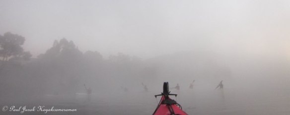 Then from out of the mist burst the crew from the 'Burley Griffin Canoe Club' 