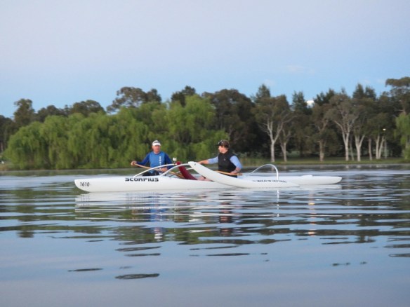 Simon and Bron ...The Outriggers always look good on the water. 