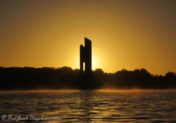 The National Carillon taking on a different persona - looking like a giant Stanley Knife