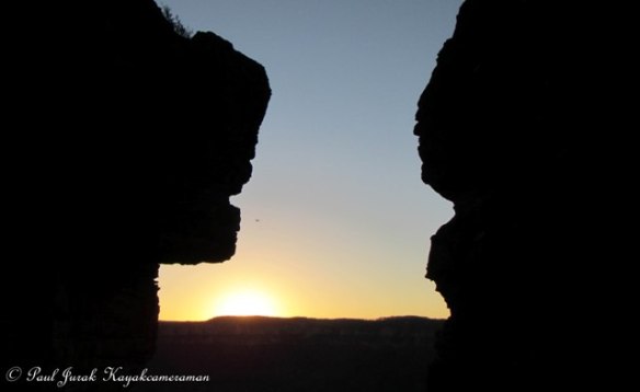 If only they could talk, imagine the stories they could tell.   Sunset between two of Three Sisters - Katoomba.