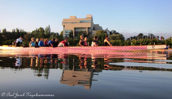 The ever happy dragon boaters go through their paces. 