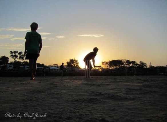 Nothing better than a game of beach cricket to finish off the day.