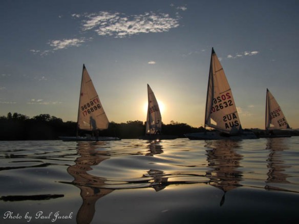 Silhouette Skiffs drifting on LBG
