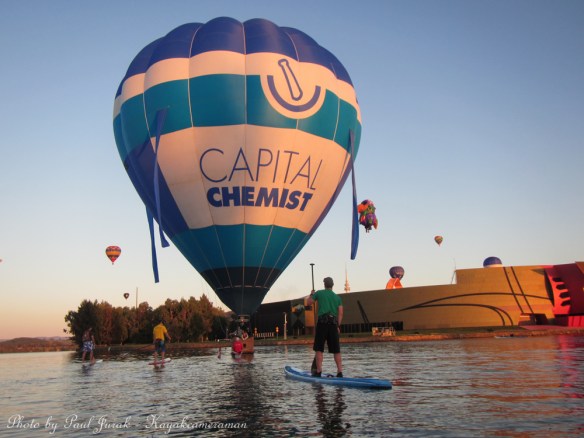 The Capital Chemist balloon piloted by Justin was a huge draw card on the water. 
