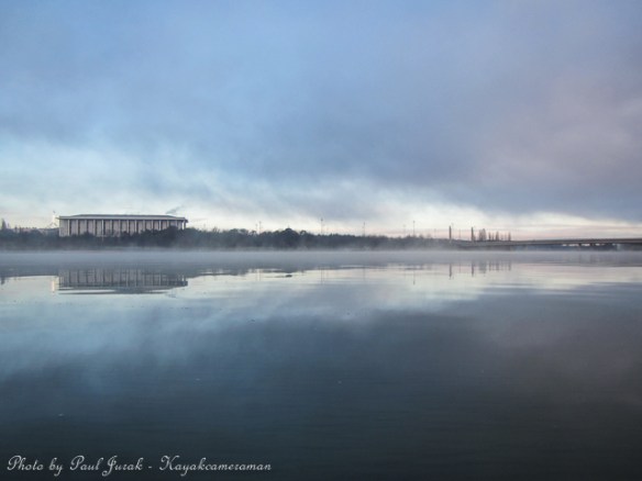 7.44am: The final glimpse of the National Library as the next wave is about to roll in. 